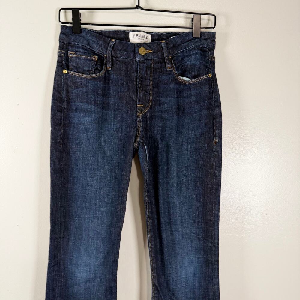 Frame Denim Le Crop Mini Bootcut Jeans Kingland Dark Wash Blue Mid Rise Size 25 - Picture 5 of 12